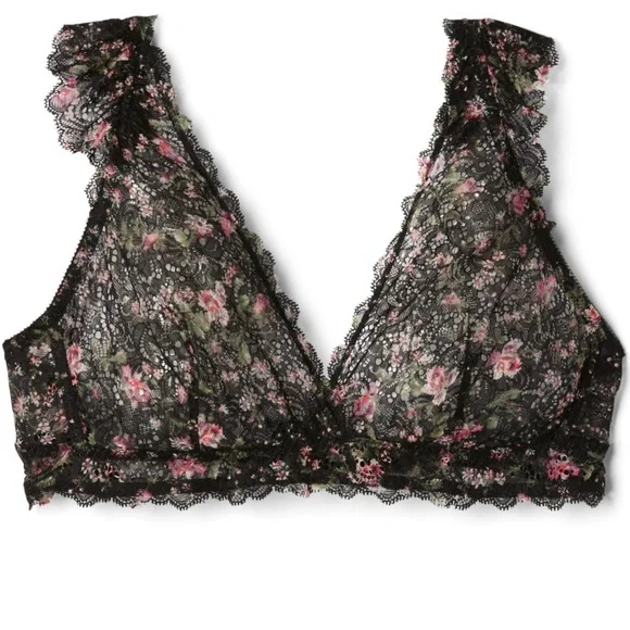 NWT Floral Lace Triangle Bralette - Picture 2 of 7